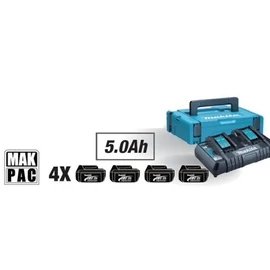 Makita 197626-8 18V LXT Li-ion 4x5,0Ah akku + DC18RD duplatöltő készlet + MAKPAC