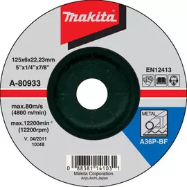 A-80933 Makita csiszolótárcsa ACÉL 125x6mm