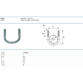 Grinnell U-kengyel P170 DN80/3` csőméretre M10 méreTyco galvanizált