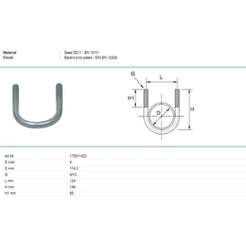 Tyco U-kengyel P170 M10 114,3mm         alátéTyco nélkül