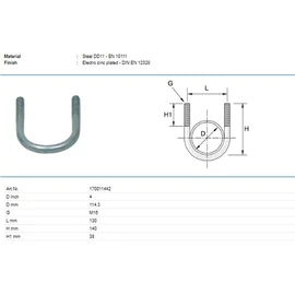 Tyco U-kengyel P170 M16 114,3mm         alátéTyco nélkül