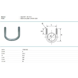 Tyco U-kengyel P170 M12 219,1mm         alátéTyco nélkül