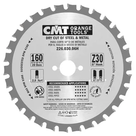 CMT Körfűrészlap acélra  160X2/1.6X20 Z=30 FWF