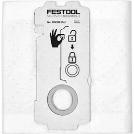 Távolítsa el az L és M porosztályba tartozó port biztonságosan! A Festool SELFCLEAN szűrőzsák CT MINI/MIDI porszívókhoz ideális választás. 