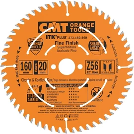 CMT ipari ITK PLUS hasító fűrészlap HW 160X1.8/1.2X20(+16) Z=56 ATB+S