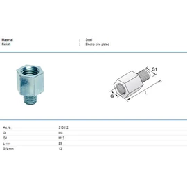 Tyco Adapter Külső meneTyco M12 Belső meneTyco M8