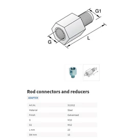 Tyco Adapter Külső meneTyco M12 Belső meneTyco M10