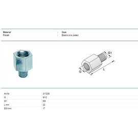 Tyco Adapter belső meneTyco M12 külső meneTyco M8