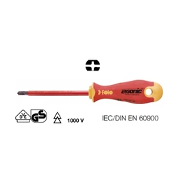 FELO csavarhúzó ERGONIC +/- PH2 x100 szigetelt