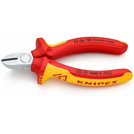 KNIPEX  Szigetelt oldalcsípő fogó, kétkomponensű nyél, 1000V