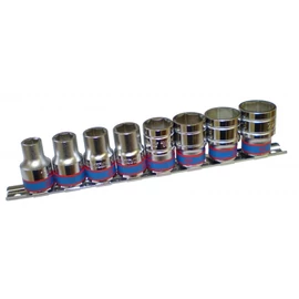 KING TONY Dugókulcs készlet 1/2" 6 szög, tartósínen 10-22 mm L= 38 mm 8 részes