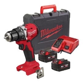Milwaukee M18BLDDRC-402C  kompakt szénkefe nélküli fúrócsavarozó, 2xM18B4, M12-18C