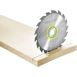 Festool körfűrészlap 160 mm átmérővel, 18 foga és 25° forgácsszöge. Alkalmas faanyagok, építőipari lapok és puha műanyagok durva vágásához. 