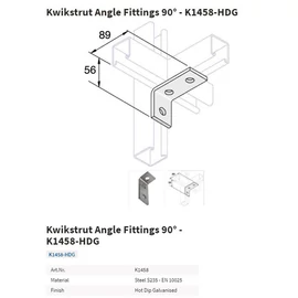 Tyco furatos sarokelem M12              90x60x6 horg