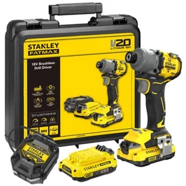 STANLEY SFM V20 akkus ütvecsavarozó, szénkefementes, 2Ah akku szett