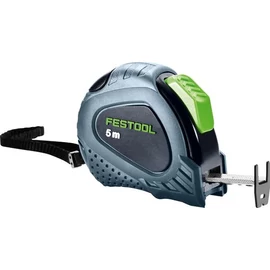 Festool 5 m-es mérőszalag övcsipesszel, automata felcsévéléssel és gumírozott házzal. Kézreálló kialakítás, eltolható véghorog a precíz méréshez. 