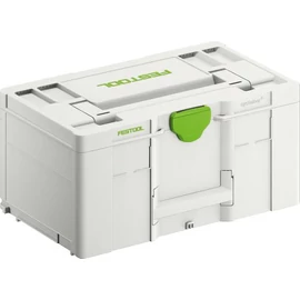 Festool SYS3 L 237 Systainer széles alapfelülettel. Kompatibilis szállítórendszerekkel, biztosítva a rendet és áttekinthetőséget. 