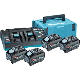 Makita 4db 40Vmax 5,0Ah Li-Ion akkumulátor + duplaportos akkutöltö Makpac kofferban. (BL4050F, DC40RB)