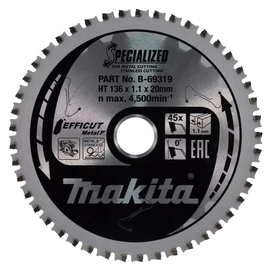 Makita EFFICUT körfűrészlap 136x20mm Z45 FÉM