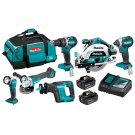 Makita DLX6092T 18V LXT Li-ion BL gépszett DGA504+DHP484+DHS680+DJR188+DTD153+DML802 2x5,0Ah TÁSKA