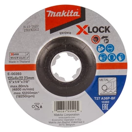 Makita X-LOCK csiszolókorong ACÉL 125x6mm A36P
