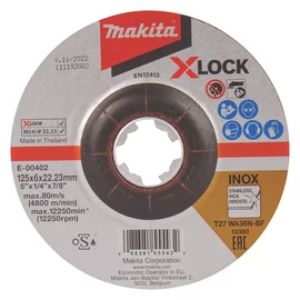 Makita X-LOCK csiszolókorong ACÉL 125x6mm WA36N