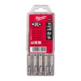 Milwaukee MX4 SDS-Plus 4 élű fúrószár Készlet 5 részes (5 / 6 x 115 mm; 6 / 8 / 10 x 160 mm) 1 db