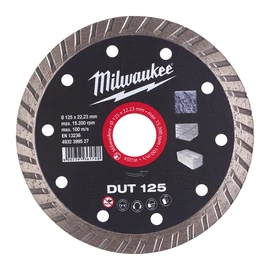Milwaukee Gyémánt vágótárcsa DUT 125 x 22,2 mm