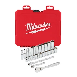 Milwaukee 1/4&amp;quot; Racsnis dugókulcs készlet metrikus méret (28 részes)
