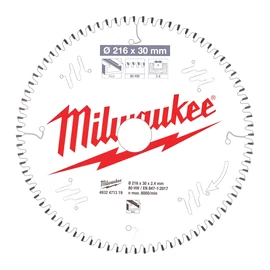 Milwaukee Körfűrészlap gérvágókhoz (Alu) 216x30x2.4x80 TF NEG. - 1 db