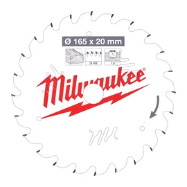 Milwaukee Körfűrészlap hordozható gépekhez (Fához) 165x20x1.6x24 ATB - 1 db
