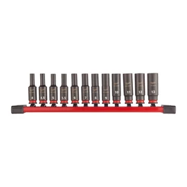 Milwaukee 1/4" Gépi Dugókulcs 6 lapú, hosszú készlet (12 részes) 1 db
