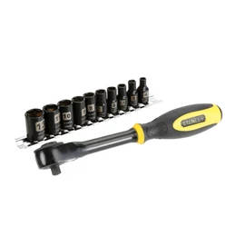 Stanley 1/4"-os rotációs racsnis kar, dugókulcsokkal 11 részes