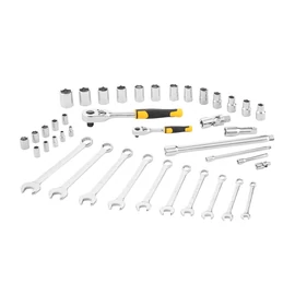 Stanley 1/4&quot; + 1/2&quot; csillag-villáskulcs szett 5 fokonkénti fogazással, 41 részes kemény dobozban