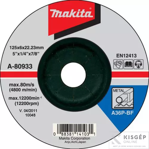 A-80656 Makita csiszolótárcsa INOX 125x6mm