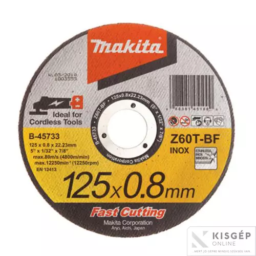 B-45733 Makita vágókorong INOX 125x0,8 mm