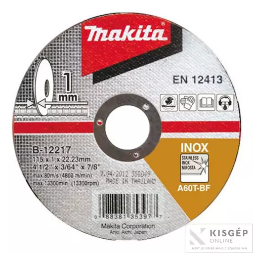 B-12217 Makita vágókorong INOX 115x1mm