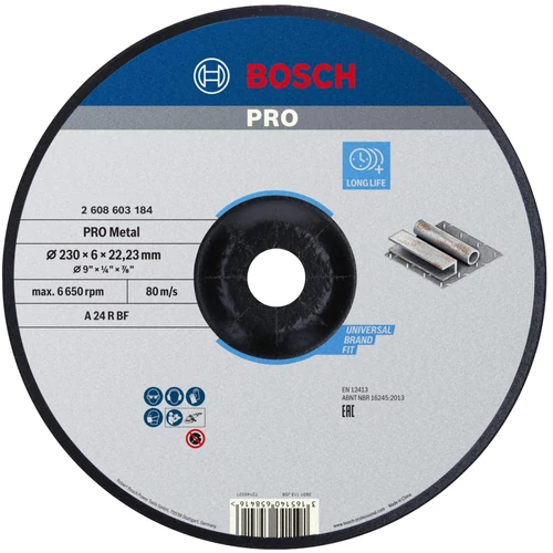 Bosch csiszolótárcsa 230 x 22,23 x 6,0mm szénacélhoz A24 P BF