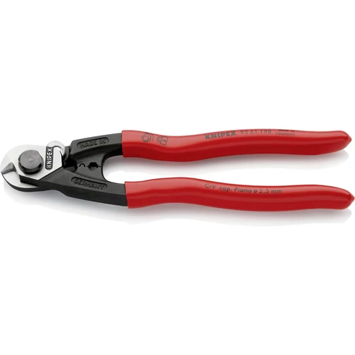 FT KNIPEX  Drótkötél vágó olló PVC nyél 190mm véghüvely préselővel d=2,5-7mm  KNIPEX K135095