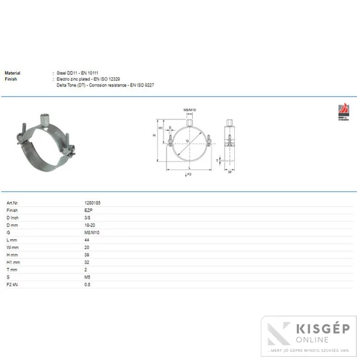 Tyco Perfect-N  18-20mm-M8/M10 csőbilincs