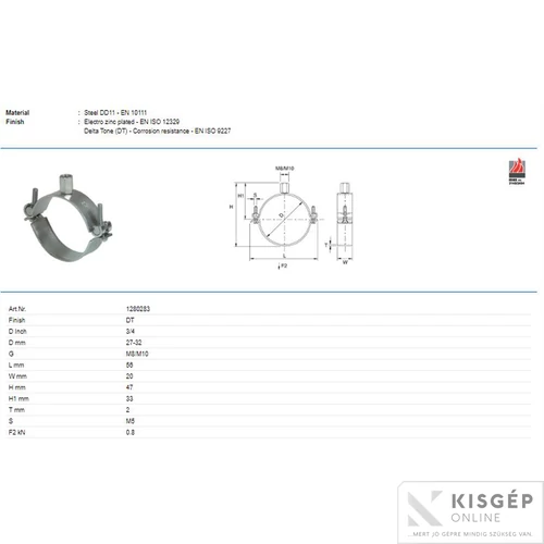 Tyco Perfect-N  27-32mm-M8/M10 csőbilincs