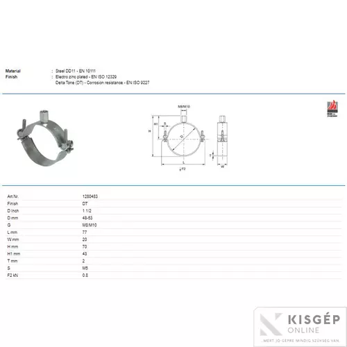 1280483 Grinnell Pipe Clip PerfecTyco N 48.3-53mm-M8/M10