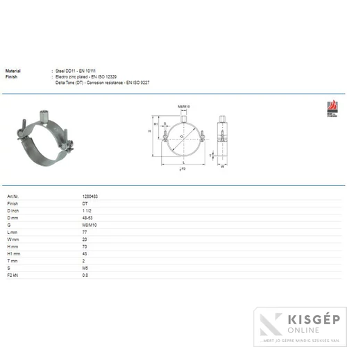 Grinnell Pipe Clip PerfecTyco N 48.3-53mm-M8/M10