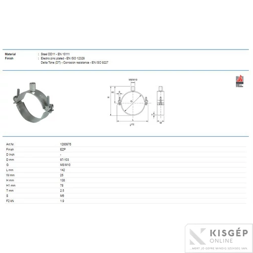 Tyco Perfect-N 97-103mm M8/M10 bilincs gumibetéTyco nélkül