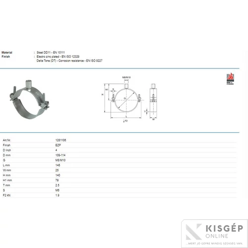Tyco Perfect-N 4½M8/M10 bilincs gumibetéTyco nélkül