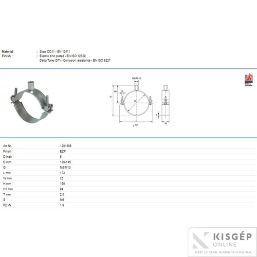 Tyco Perfect-N 139-145mm M8/M10 bilincs gumibetéTyco nélkül