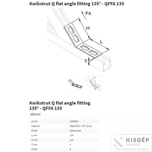 1393545 Tyco saroklemez 45°-os 2+2 furattal