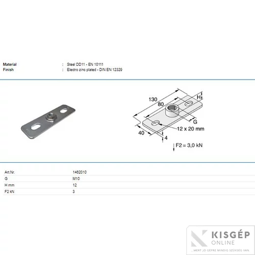 Tyco alaplap 40x130mm M10