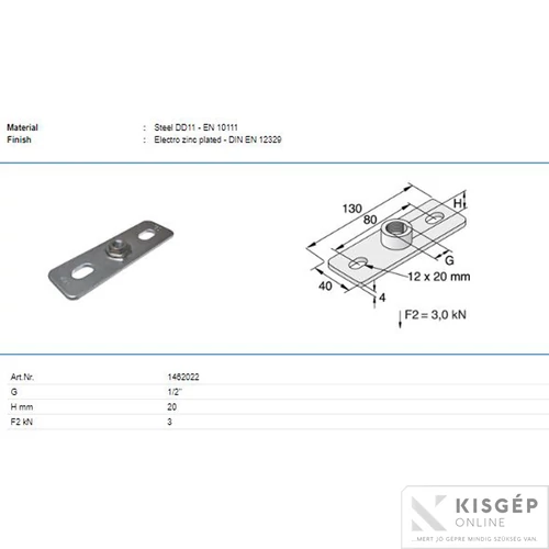 Tyco alaplap 40x130mm 1/2½