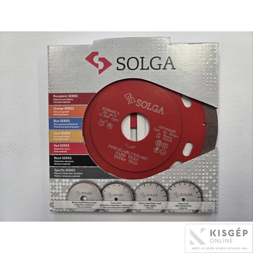 SOLGA Gyémánttárcsa kerámiához 125 mm. Szélesség:1,1 mm furat:22,2